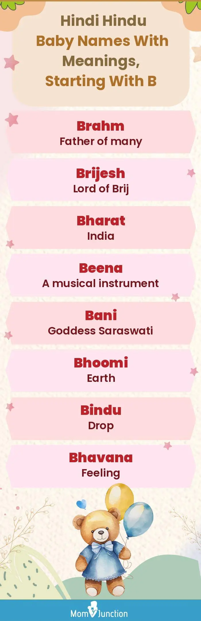  Hindi Hindu Baby Names with Meanings, Starting With B(infographic)