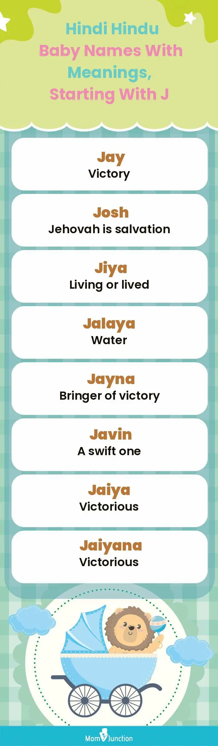  Hindi Hindu Baby Names with Meanings, Starting With J(infographic)