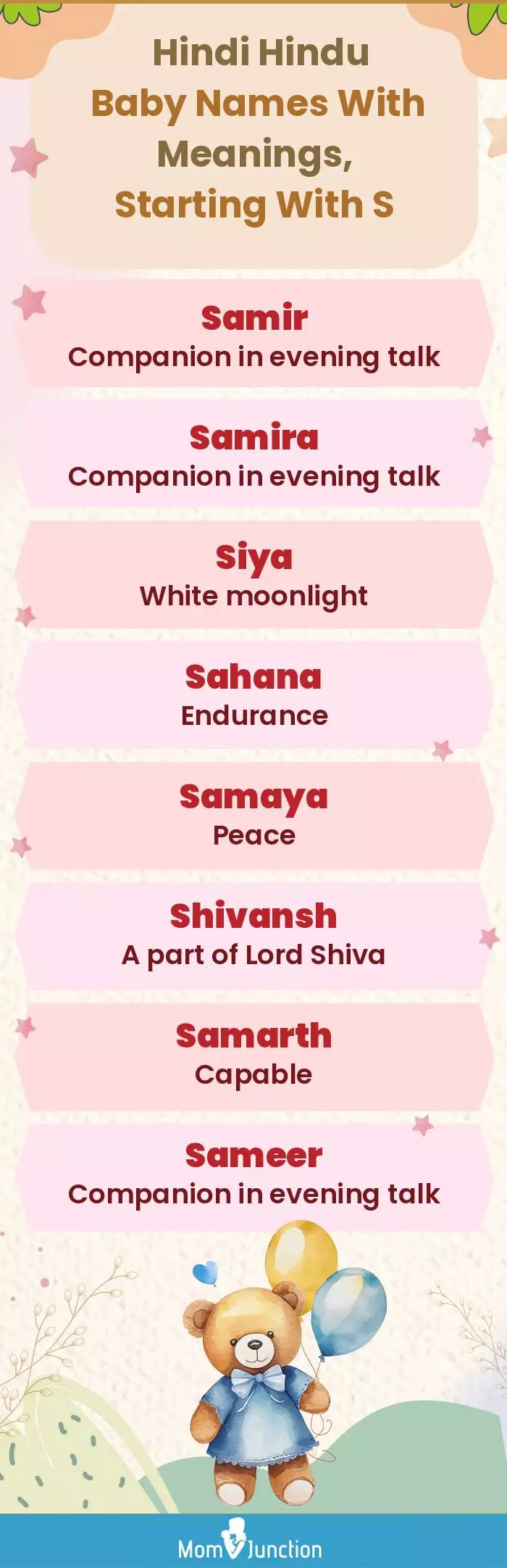  Hindi Hindu Baby Names with Meanings, Starting With S(infographic)