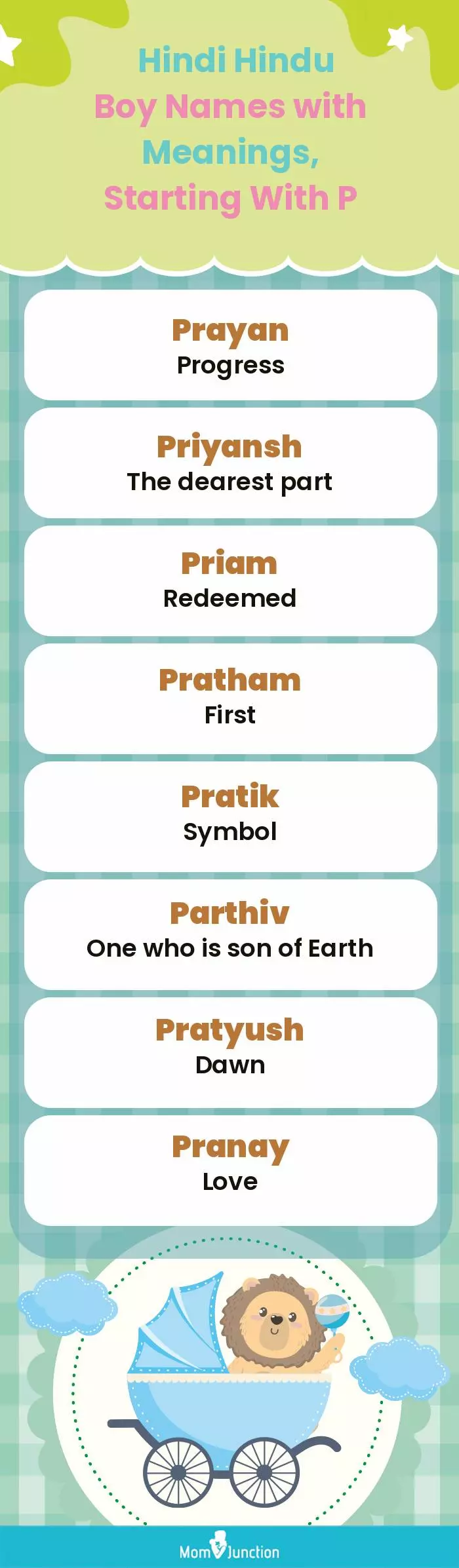  Hindi Hindu Boy Names with Meanings, Starting With P(infographic)