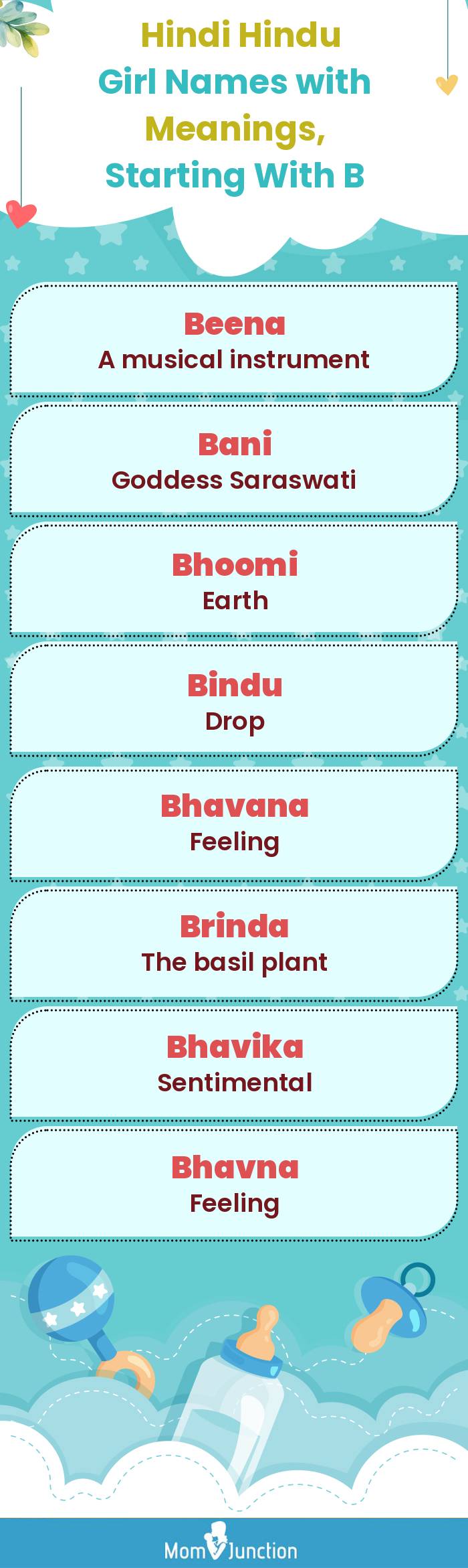  Hindi Hindu Girl Names with Meanings, Starting With B(infographic)