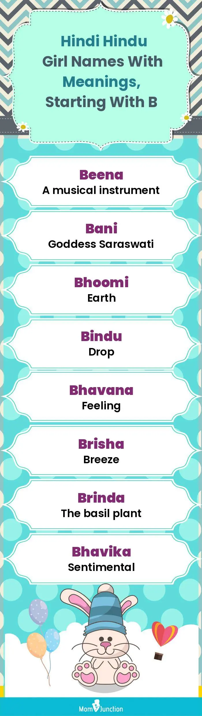  Hindi Hindu Girl Names with Meanings, Starting With B(infographic)