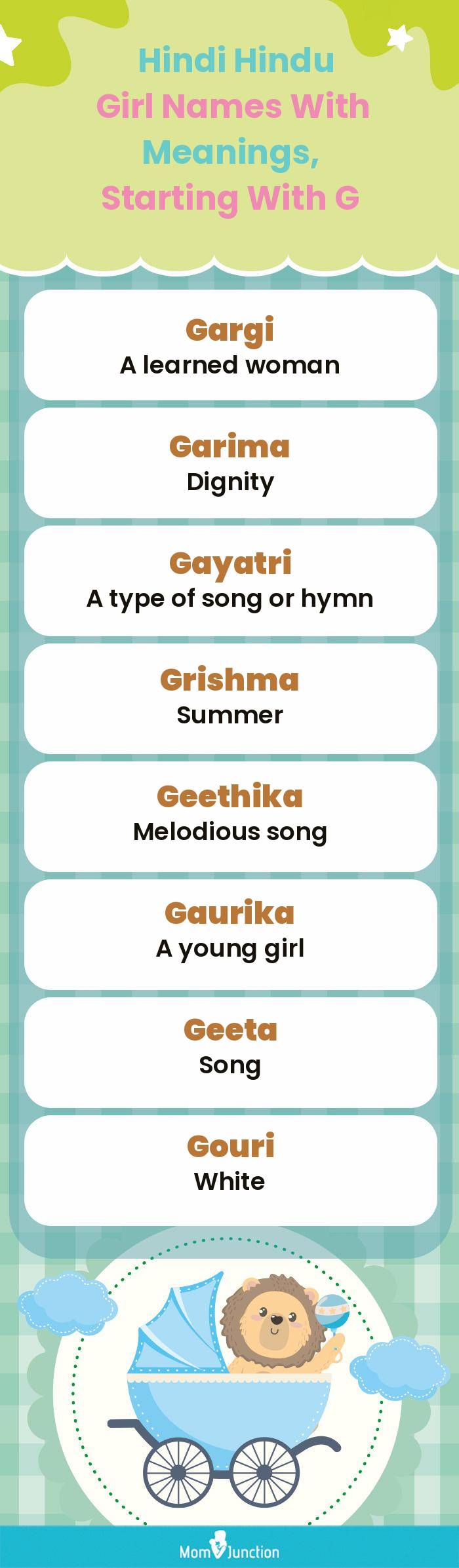  Hindi Hindu Girl Names with Meanings, Starting With G(infographic)