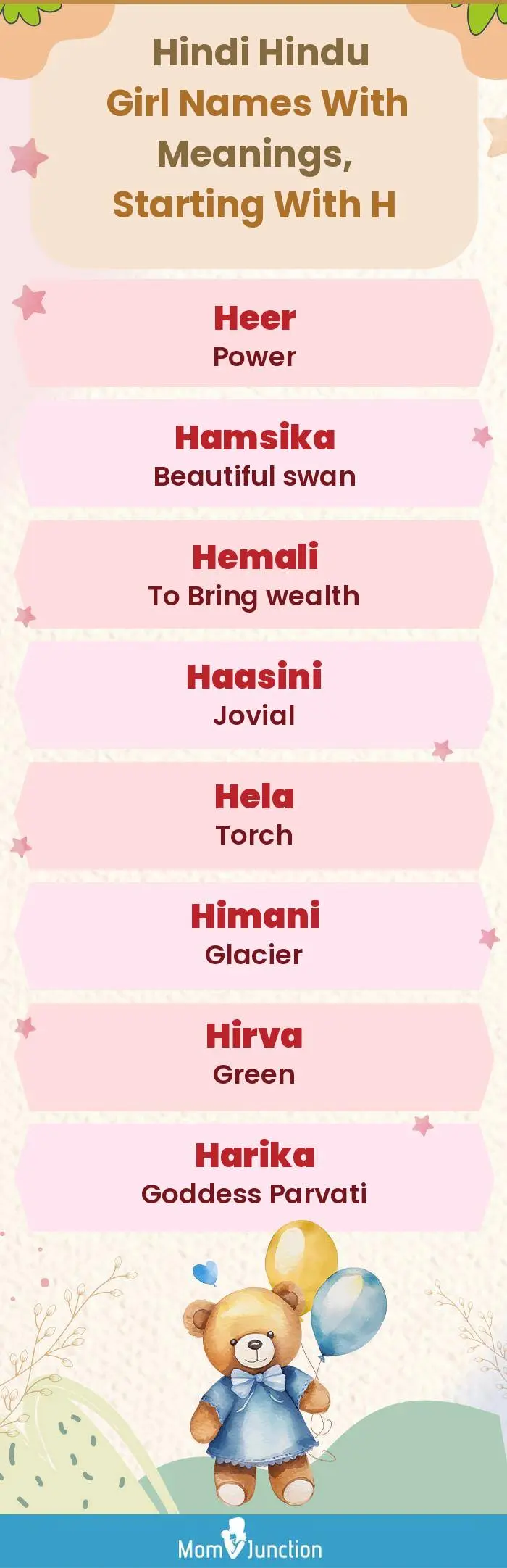  Hindi Hindu Girl Names with Meanings, Starting With H(infographic)