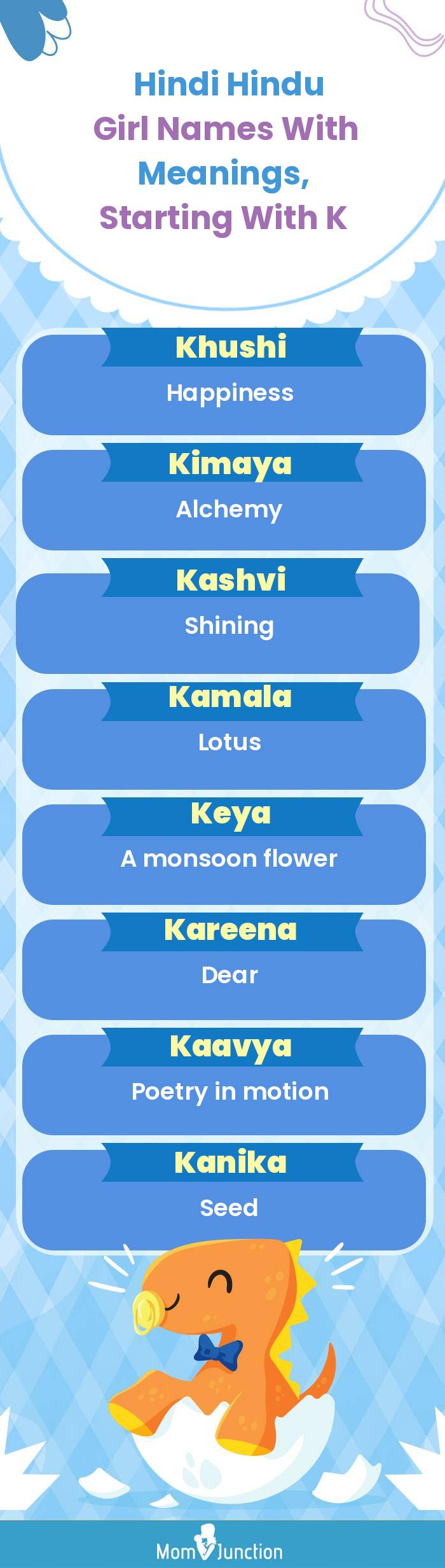  Hindi Hindu Girl Names with Meanings, Starting With K(infographic)