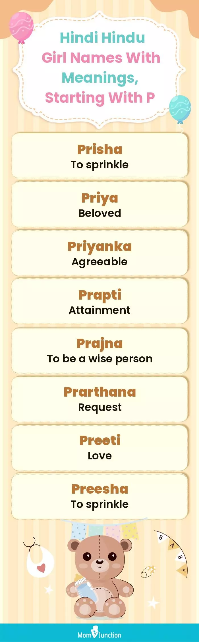  Hindi Hindu Girl Names with Meanings, Starting With P(infographic)