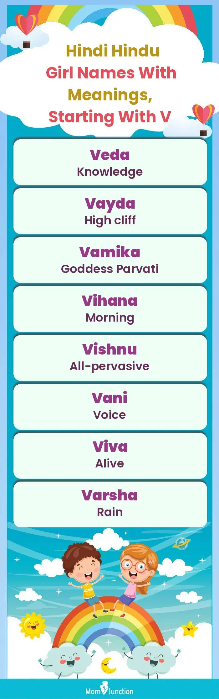  Hindi Hindu Girl Names with Meanings, Starting With V(infographic)