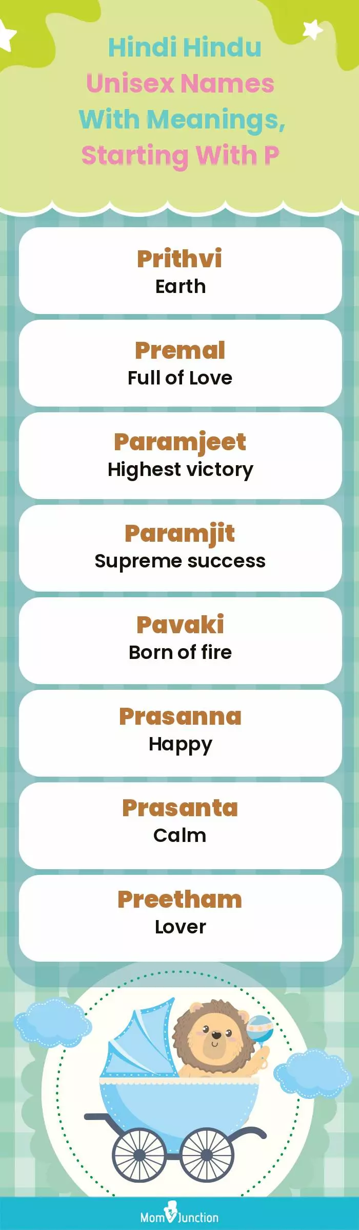  Hindi Hindu Unisex Names with Meanings, Starting With P(infographic)