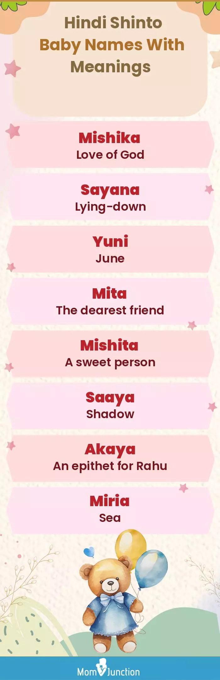  Hindi Shinto Baby Names with Meanings(infographic)