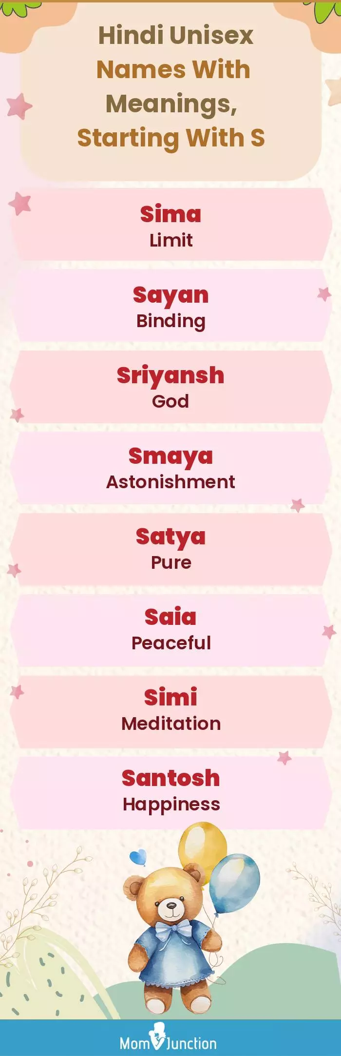  Hindi Unisex Names with Meanings, Starting With S(infographic)