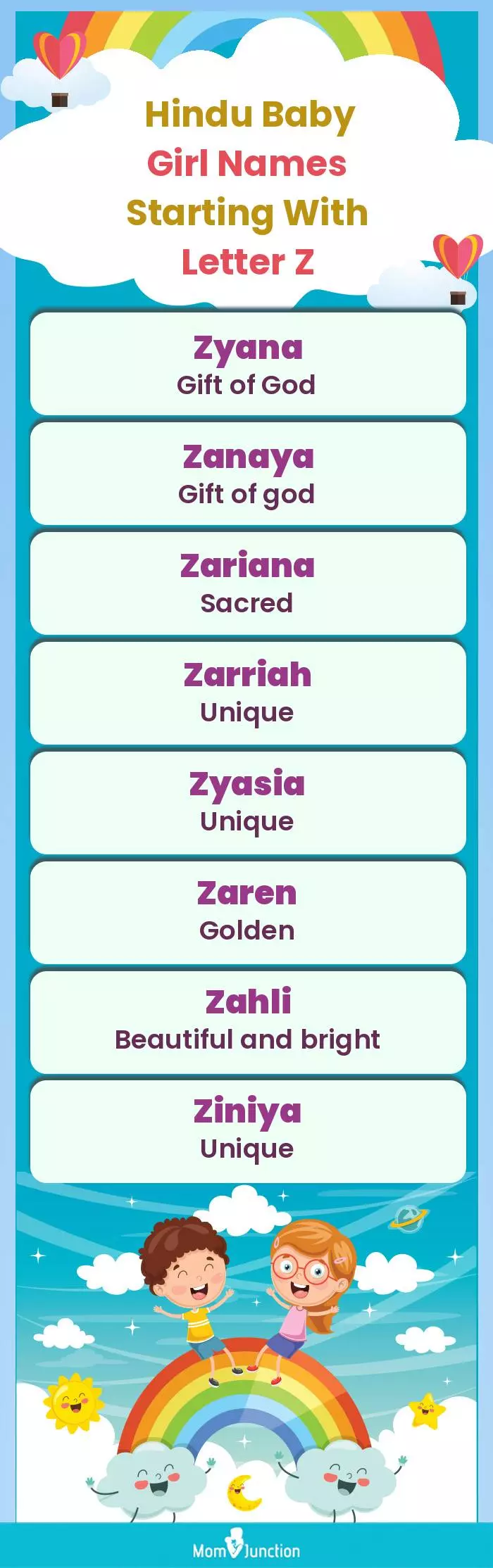  Hindu Baby Girl Names Starting With Letter Z(infographic)