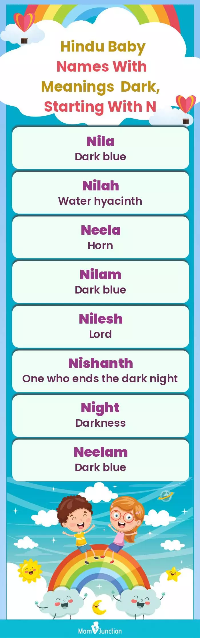  Hindu Baby Names with Meanings Dark, Starting With N(infographic)