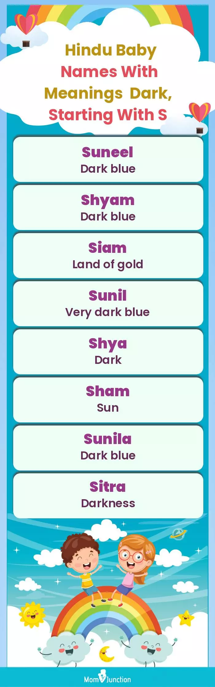  Hindu Baby Names with Meanings Dark, Starting With S(infographic)