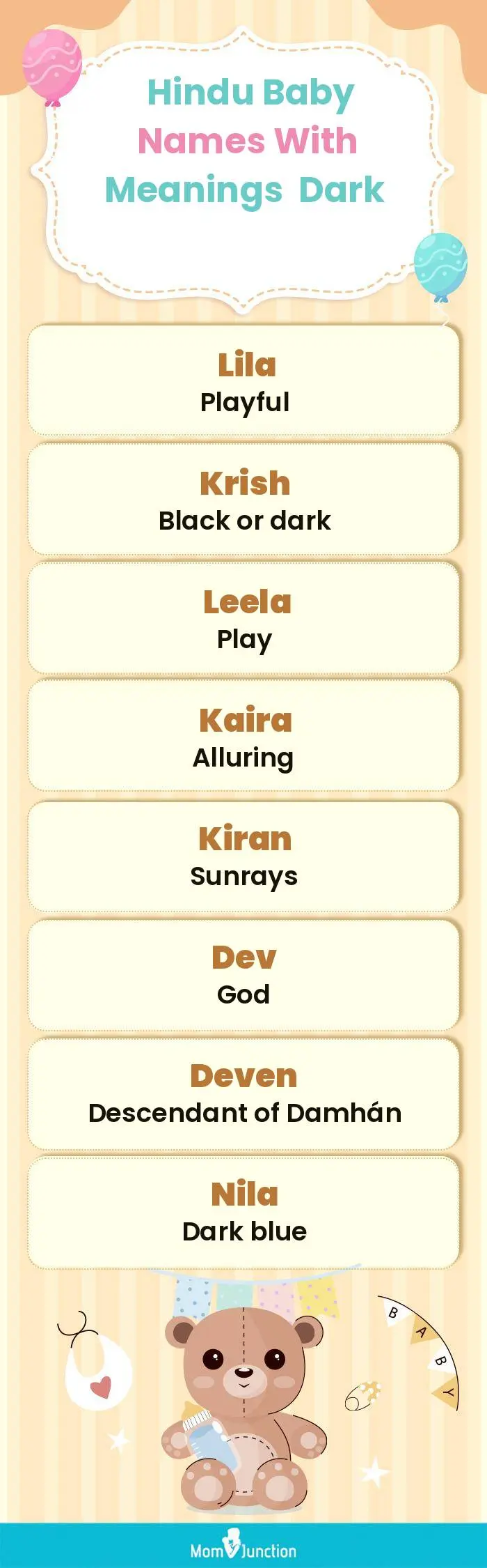  Hindu Baby Names with Meanings Dark(infographic)