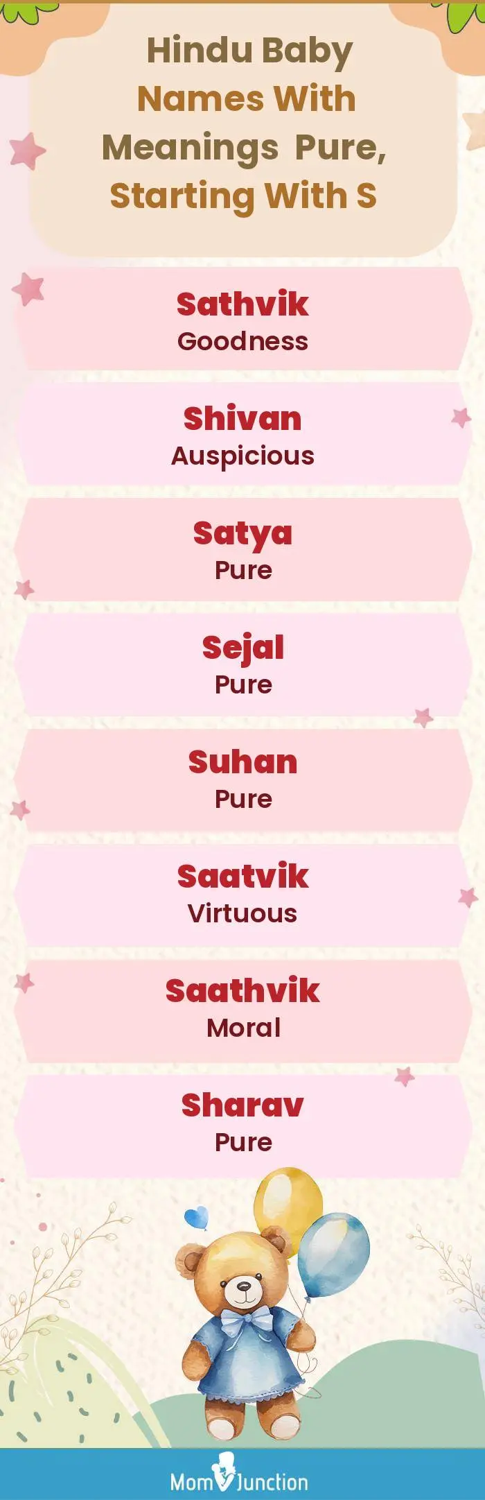  Hindu Baby Names with Meanings Pure, Starting With S(infographic)