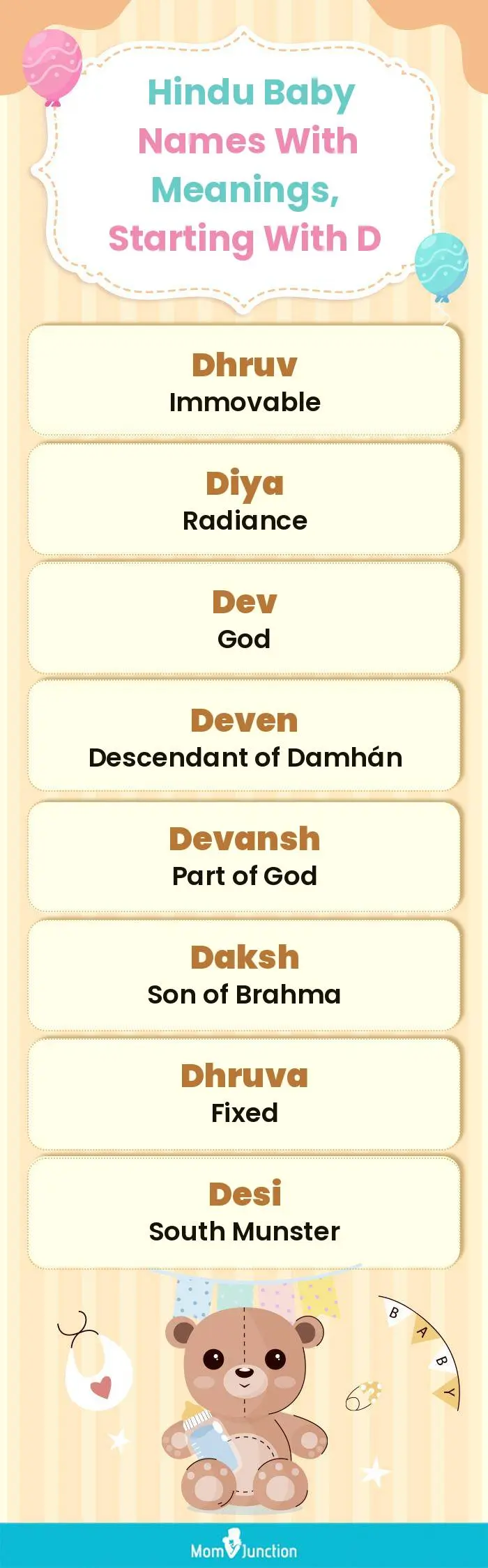  Hindu Baby Names with Meanings, Starting With D(infographic)