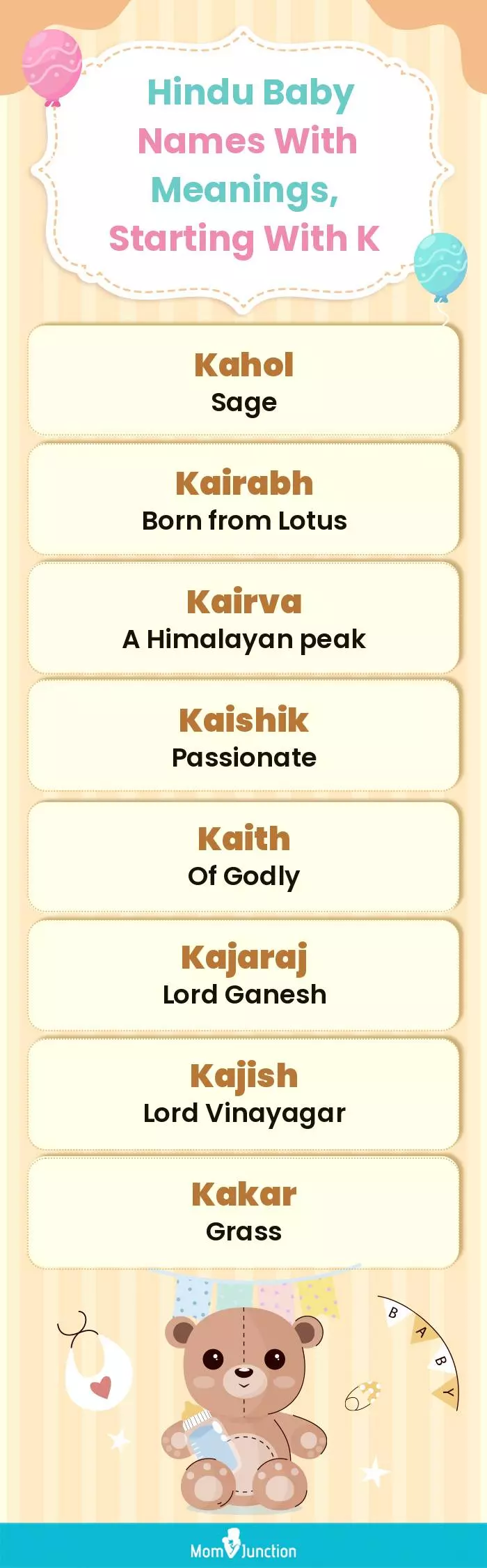  Hindu Baby Names with Meanings, Starting With K(infographic)