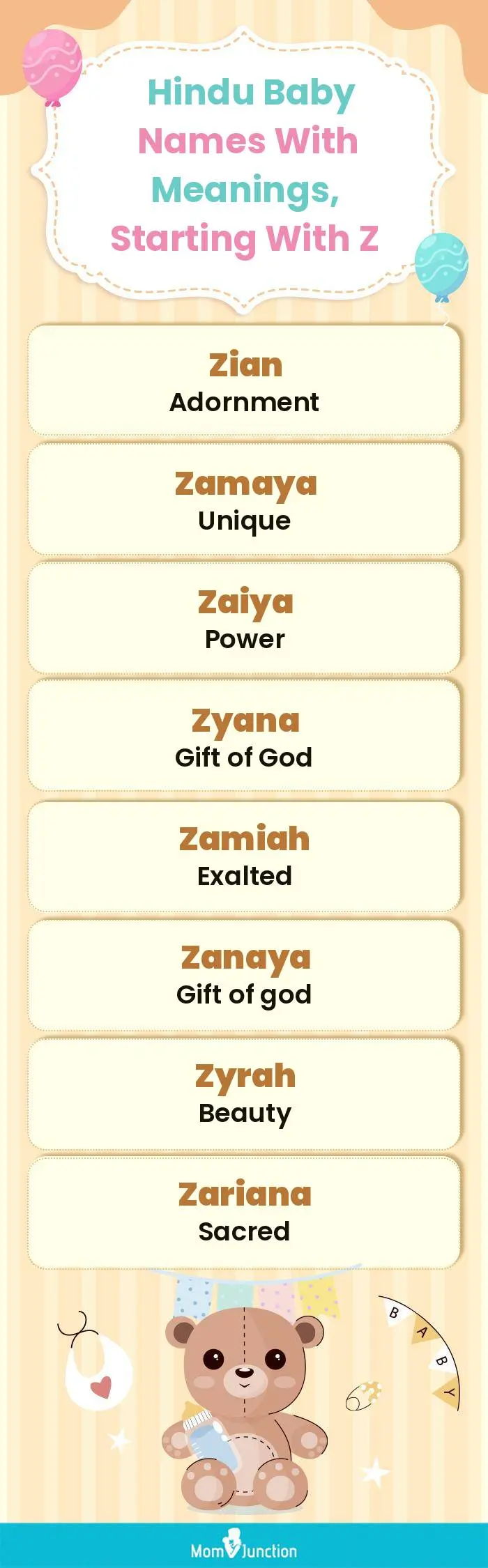  Hindu Baby Names with Meanings, Starting With Z(infographic)