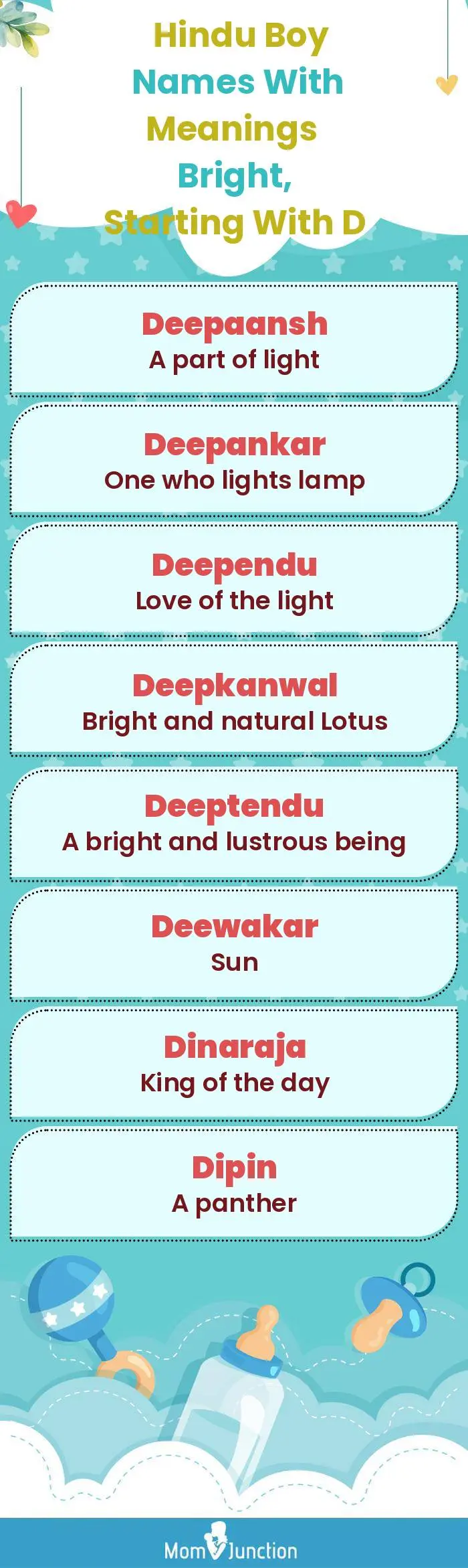  Hindu Boy Names with Meanings Bright, Starting With D(infographic)