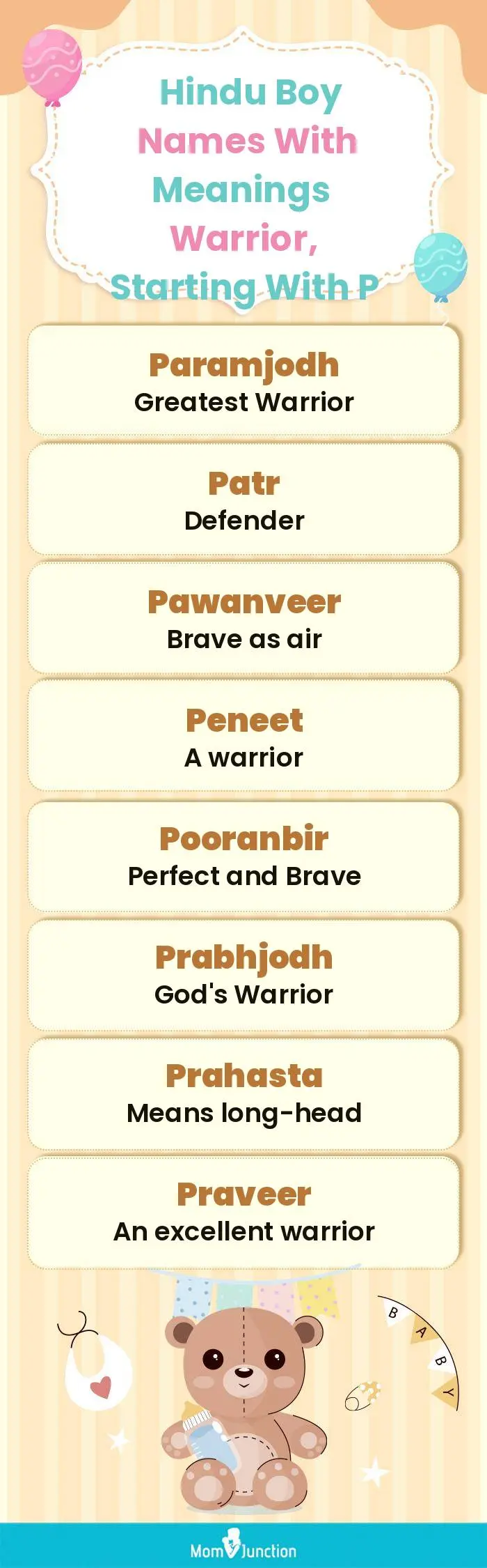  Hindu Boy Names with Meanings Warrior, Starting With P(infographic)