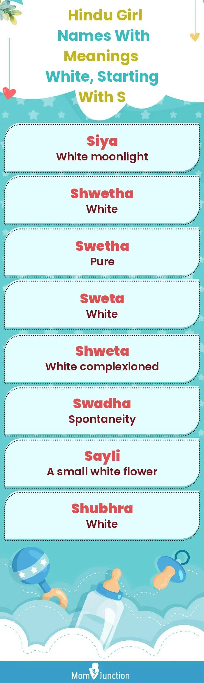  Hindu Girl Names with Meanings White, Starting With S(infographic)