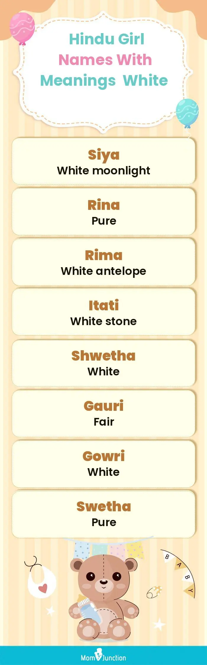  Hindu Girl Names with Meanings White(infographic)