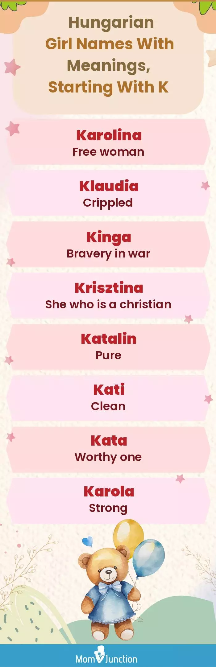  Hungarian Girl Names with Meanings, Starting With K(infographic)