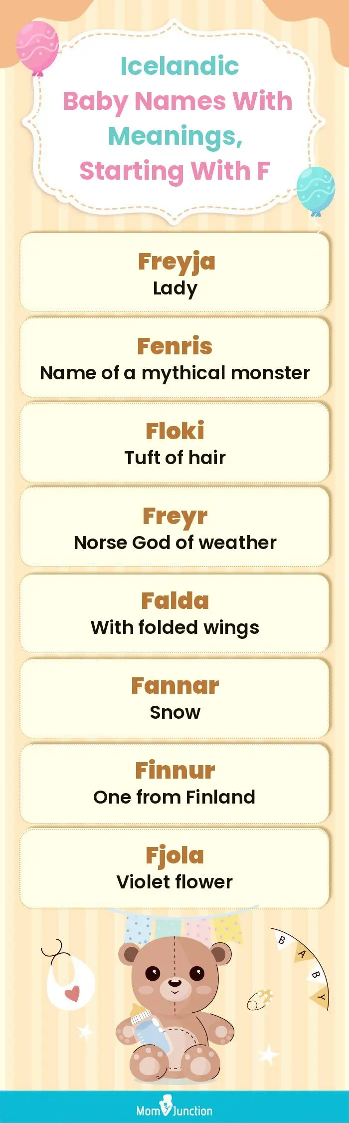  Icelandic Baby Names with Meanings, Starting With F(infographic)