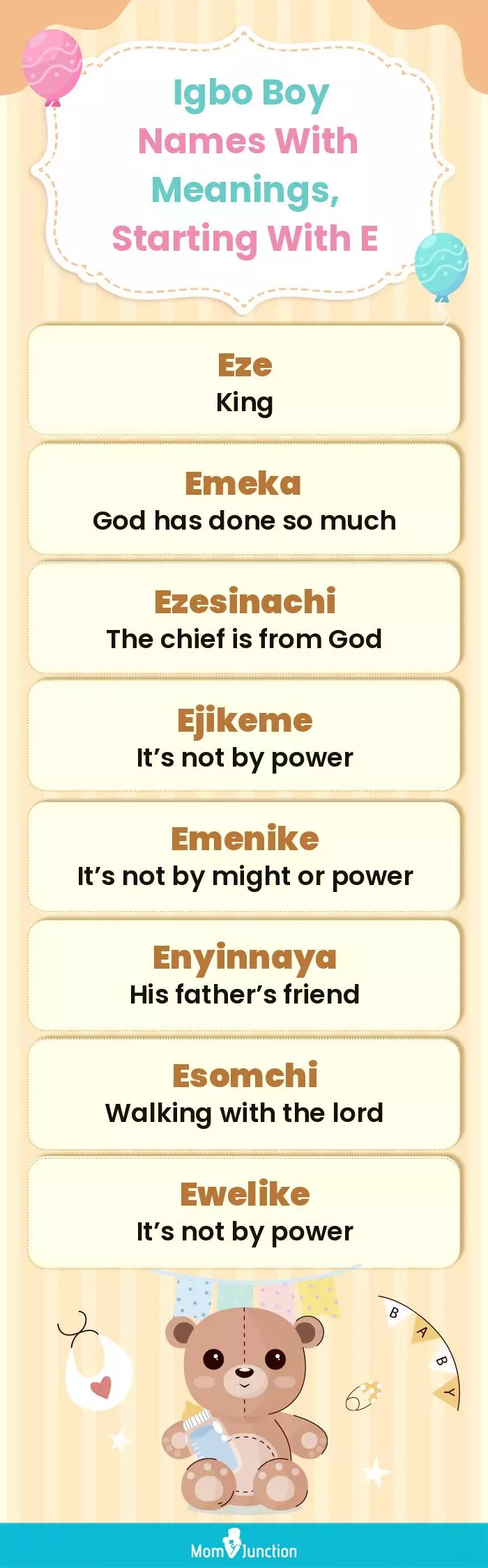  Igbo Boy Names with Meanings, Starting With E(infographic)