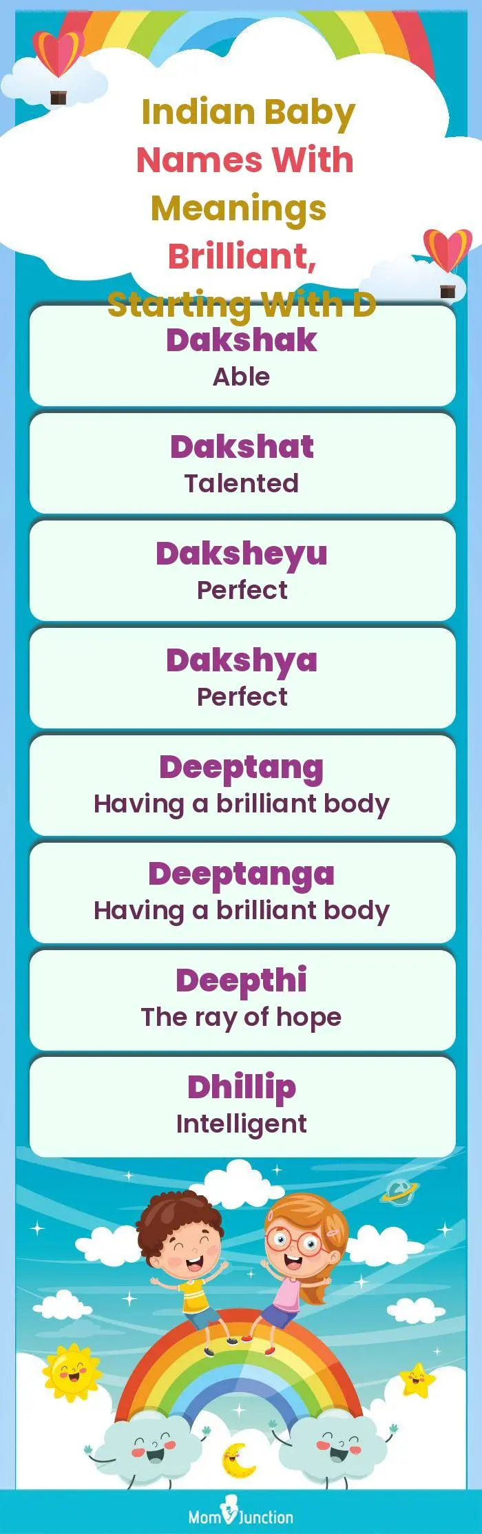  Indian Baby Names with Meanings Brilliant, Starting With D(infographic)