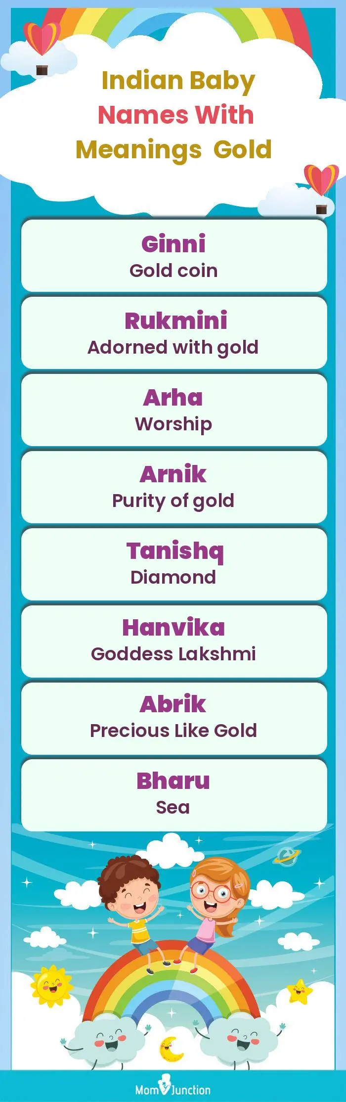  Indian Baby Names with Meanings Gold(infographic)