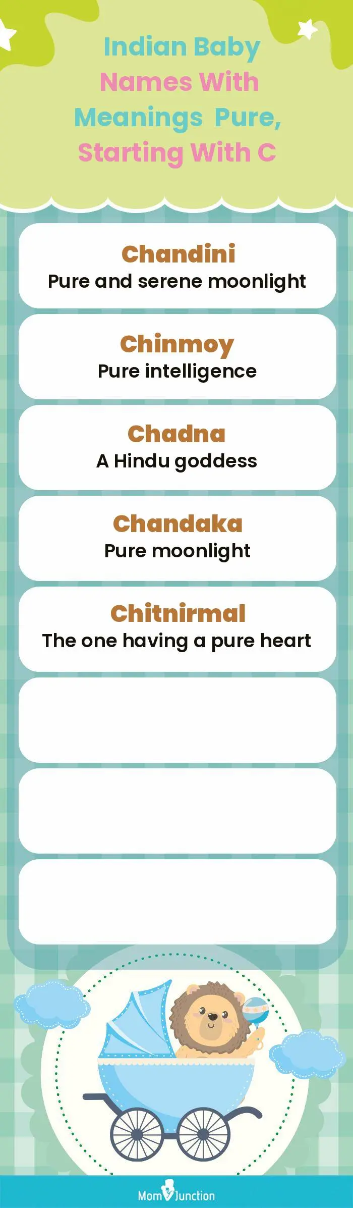  Indian Baby Names with Meanings Pure, Starting With C(infographic)