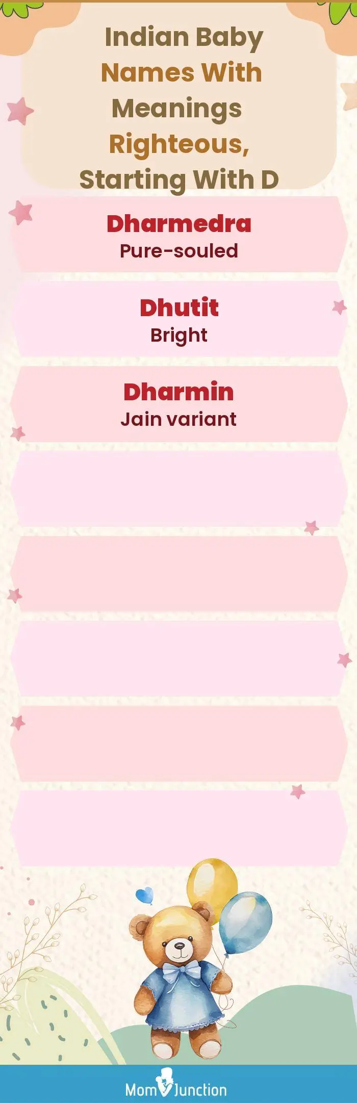  Indian Baby Names with Meanings Righteous, Starting With D(infographic)