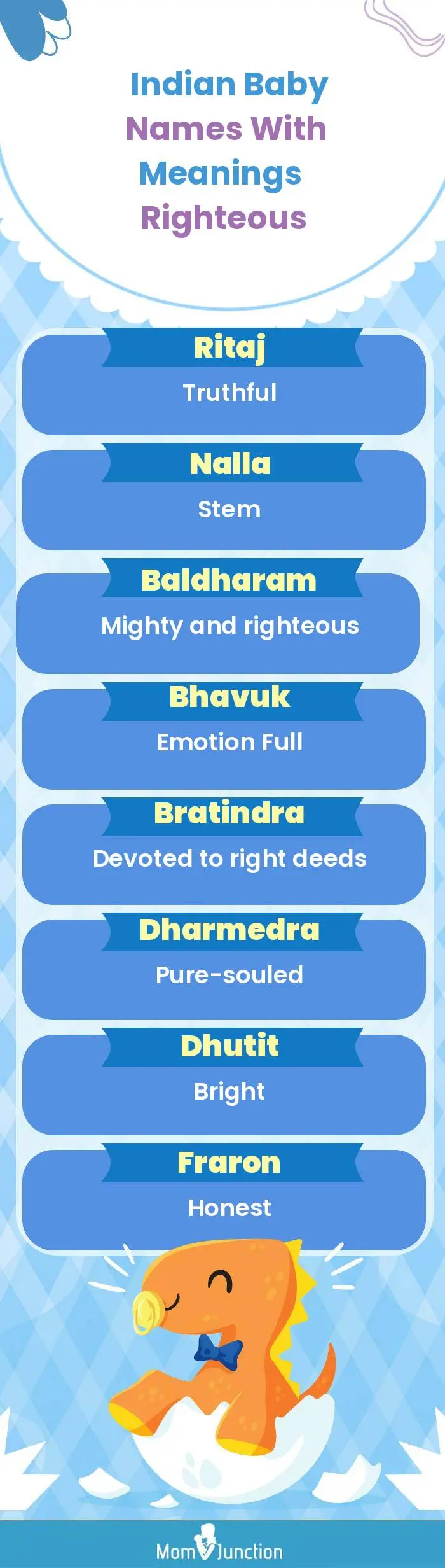  Indian Baby Names with Meanings Righteous(infographic)