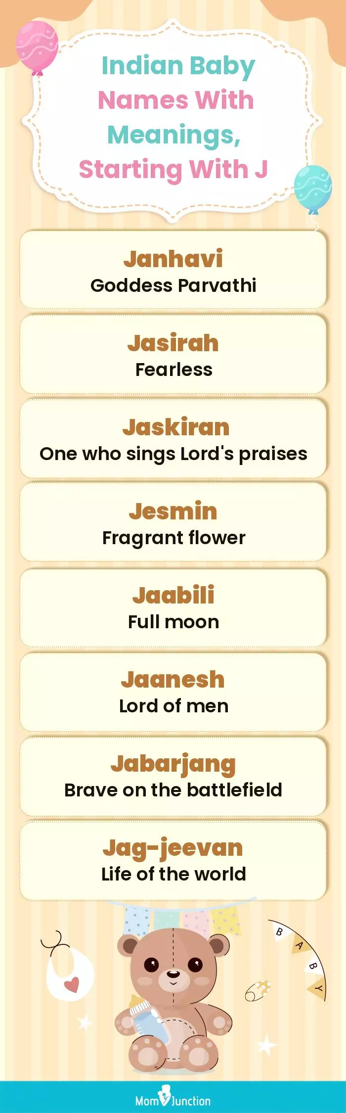  Indian Baby Names with Meanings, Starting With J(infographic)