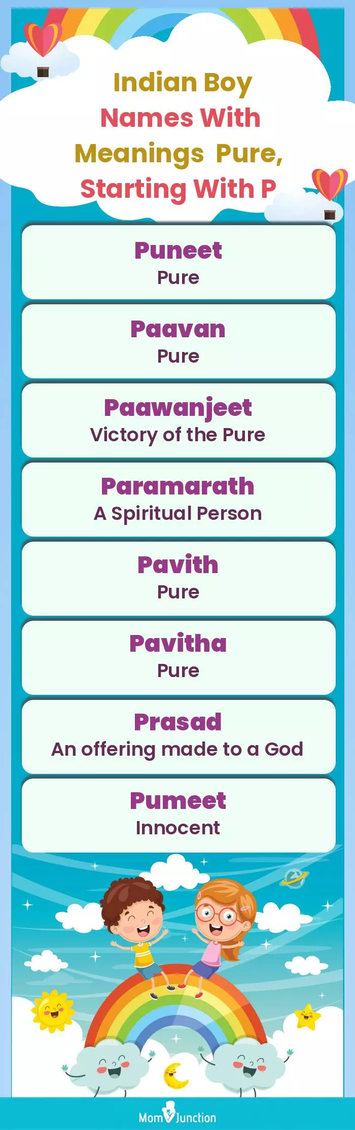  Indian Boy Names with Meanings Pure, Starting With P(infographic)