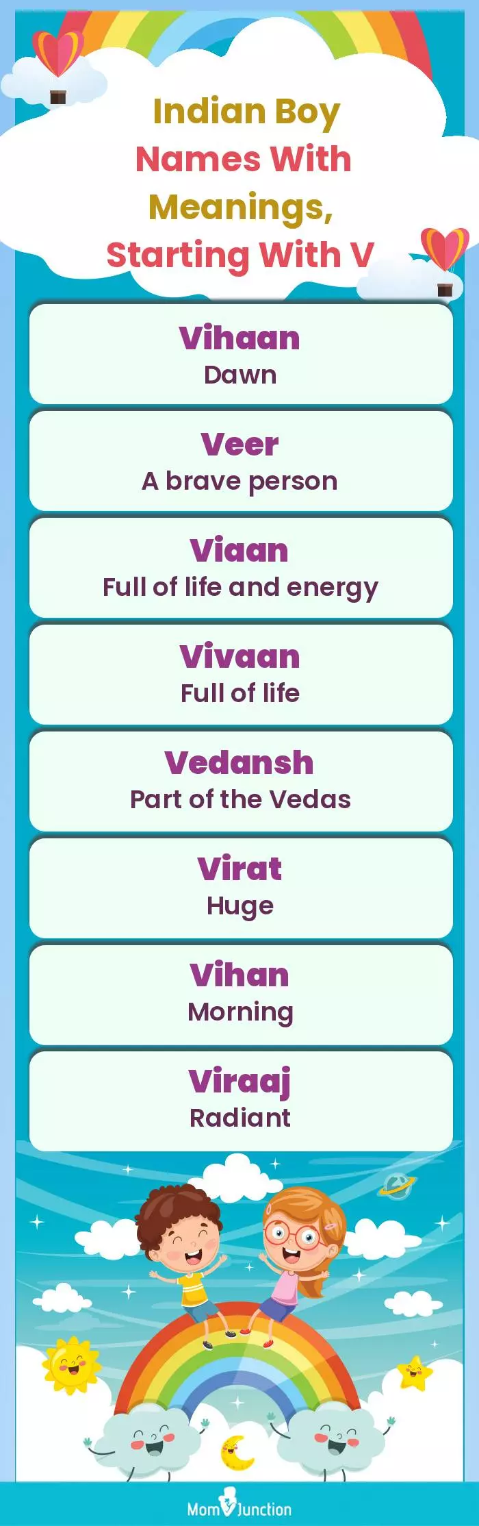  Indian Boy Names with Meanings, Starting With V(infographic)