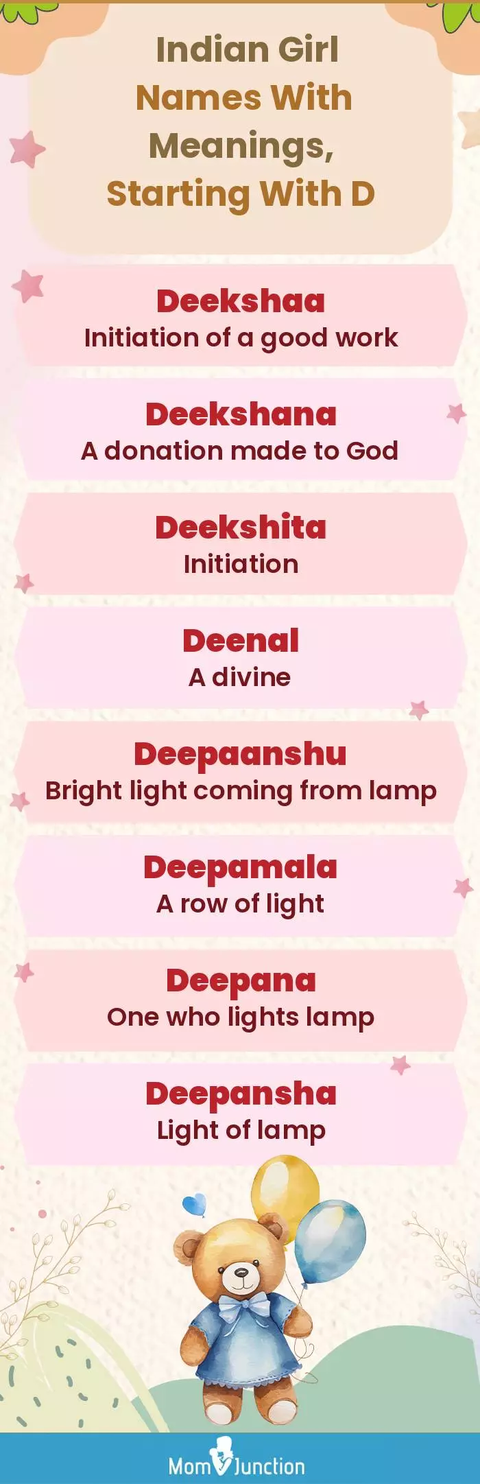  Indian Girl Names with Meanings, Starting With D(infographic)