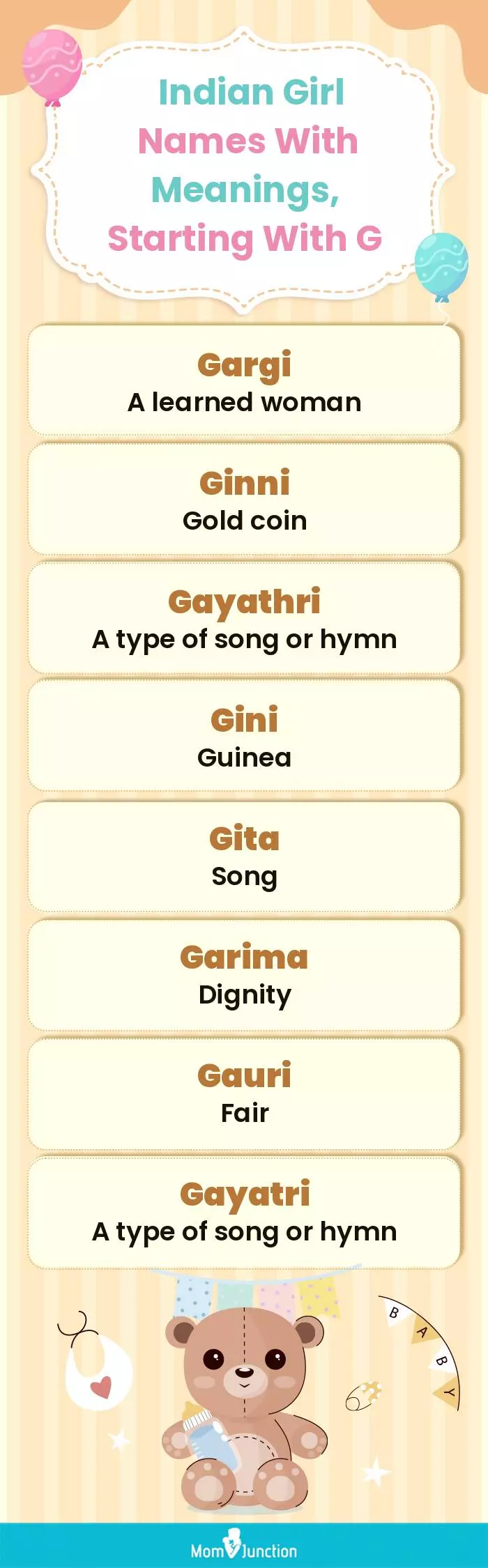  Indian Girl Names with Meanings, Starting With G(infographic)