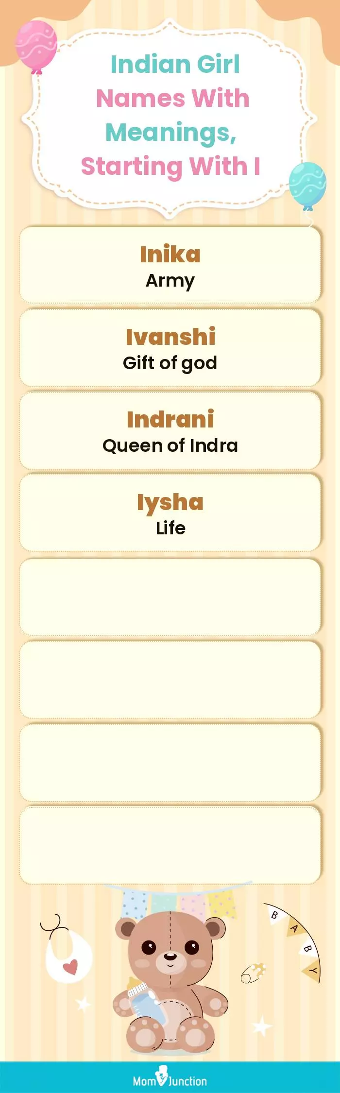  Indian Girl Names with Meanings, Starting With I(infographic)