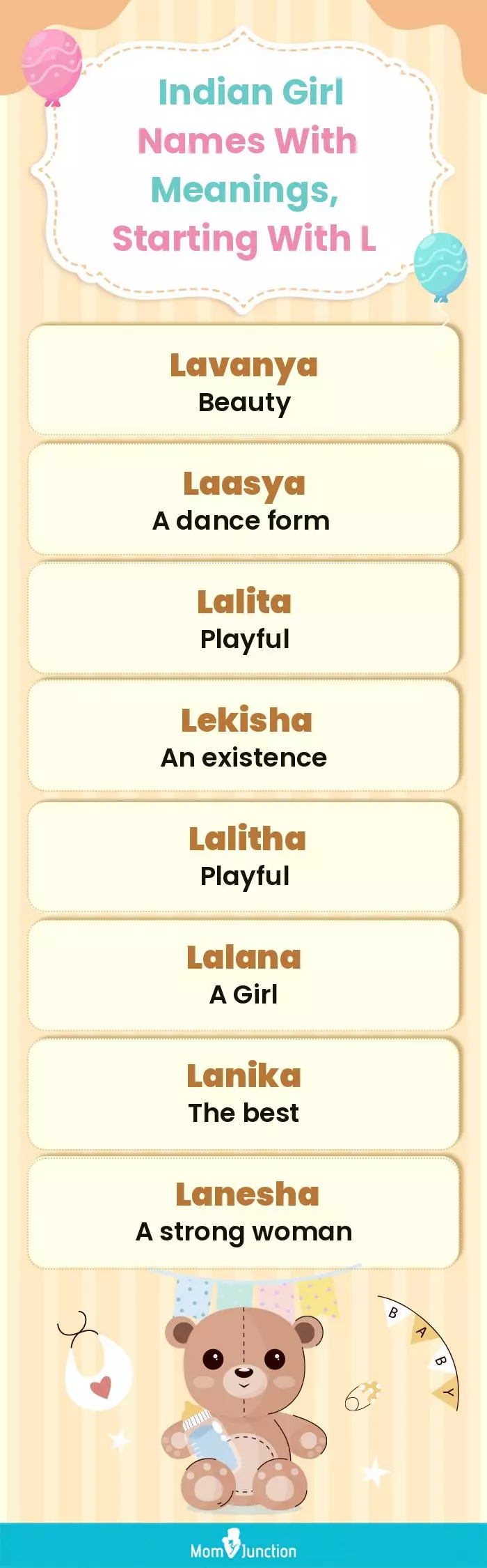  Indian Girl Names with Meanings, Starting With L(infographic)