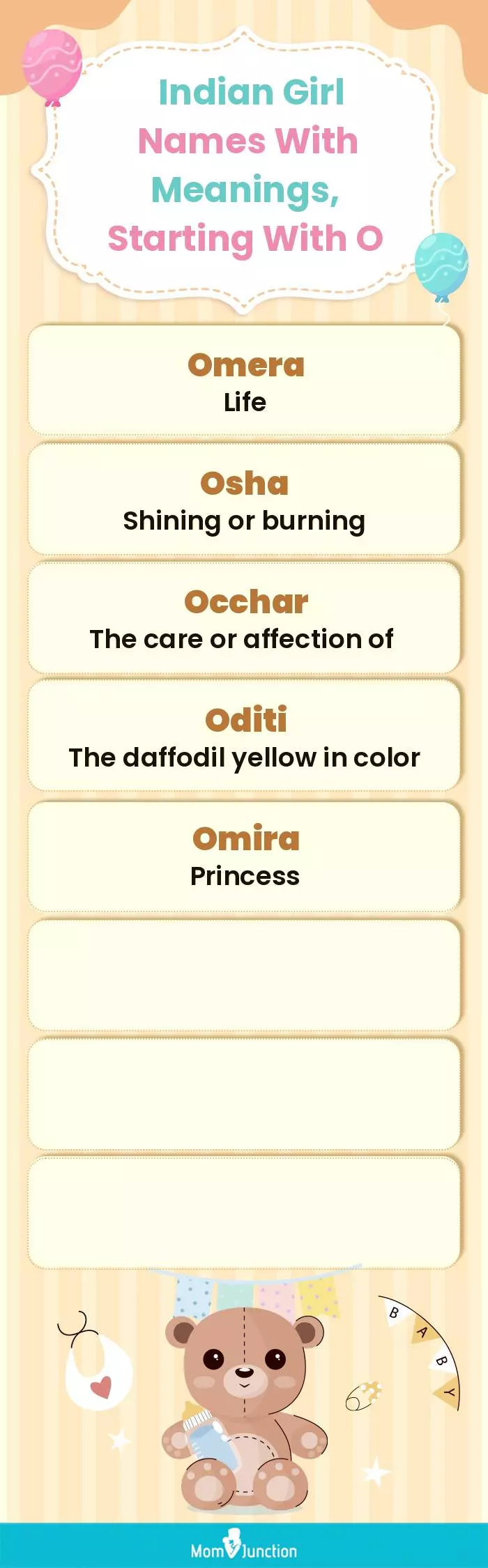  Indian Girl Names with Meanings, Starting With O(infographic)