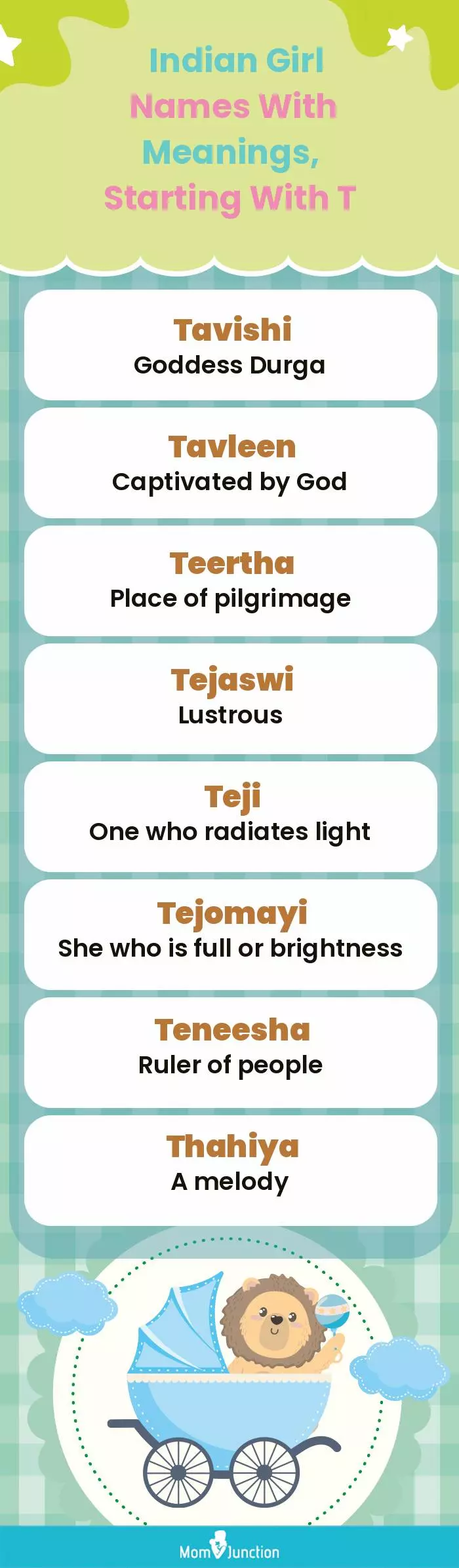  Indian Girl Names with Meanings, Starting With T(infographic)