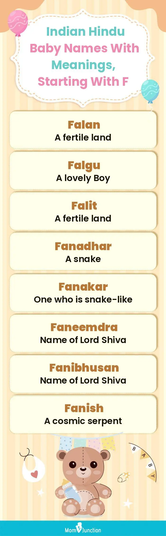  Indian Hindu Baby Names with Meanings, Starting With F(infographic)