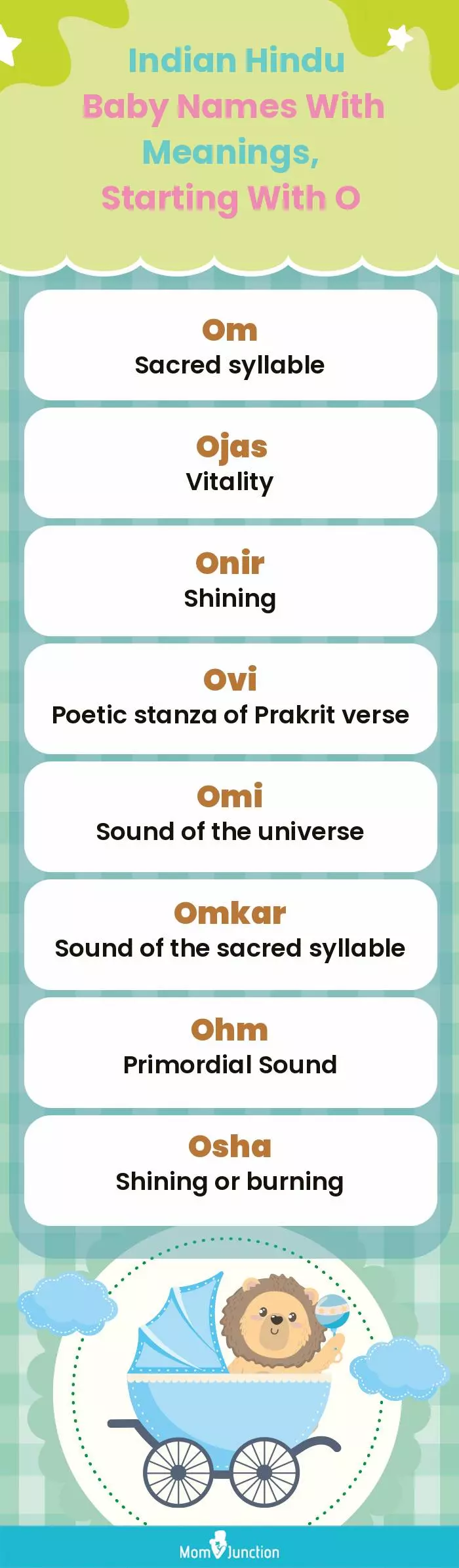  Indian Hindu Baby Names with Meanings, Starting With O(infographic)