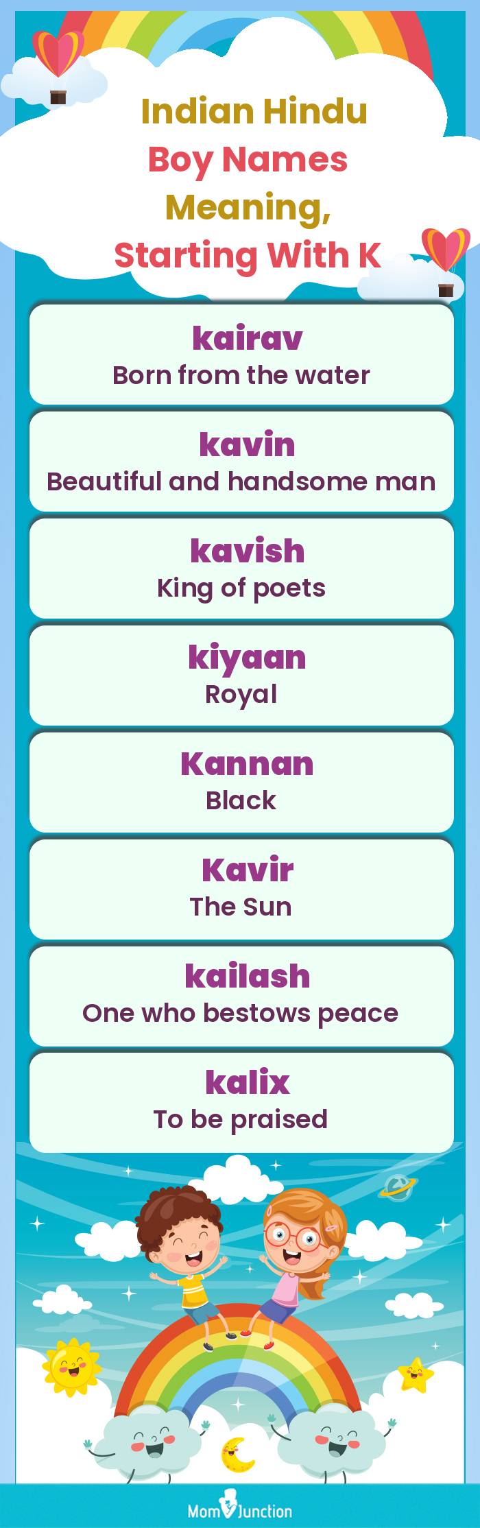  Indian Hindu Boy Names Meaning, Starting With K(infographic)