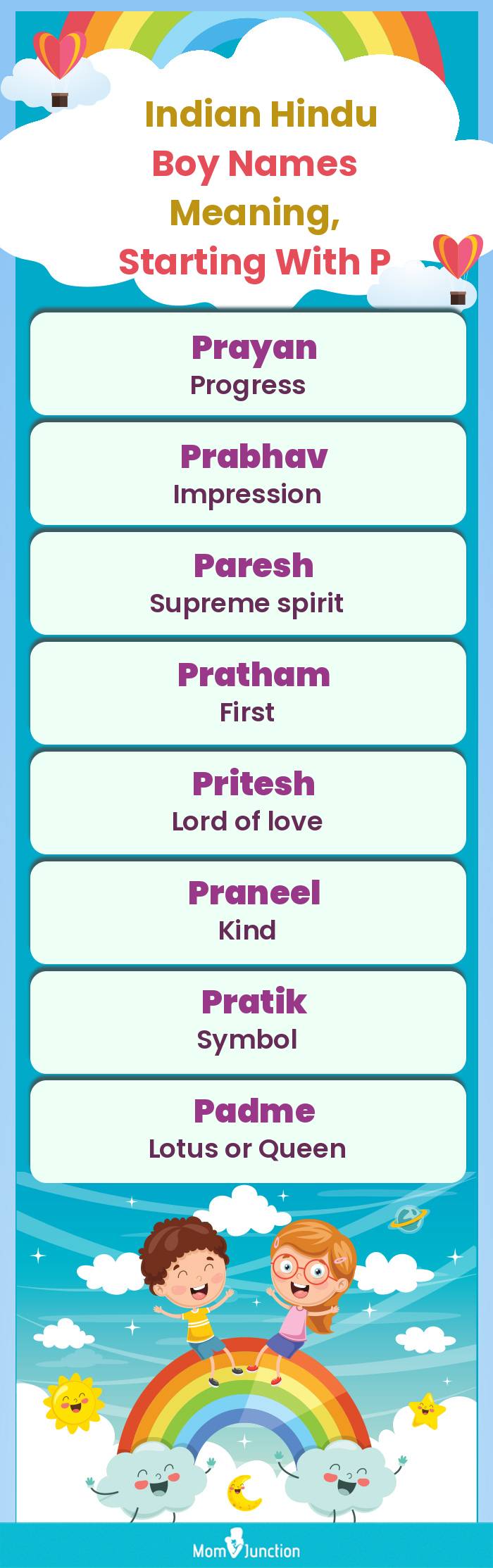  Indian Hindu Boy Names Meaning, Starting With P(infographic)