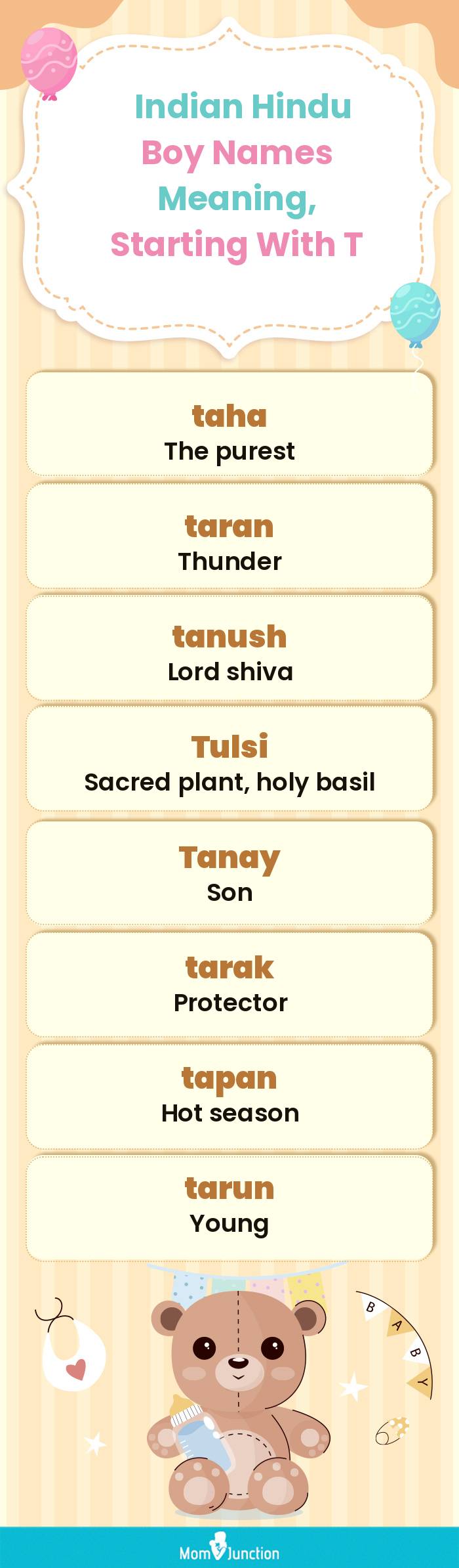  Indian Hindu Boy Names Meaning, Starting With T(infographic)