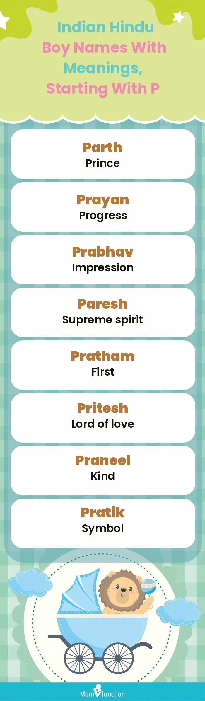  Indian Hindu Boy Names with Meanings, Starting With P(infographic)