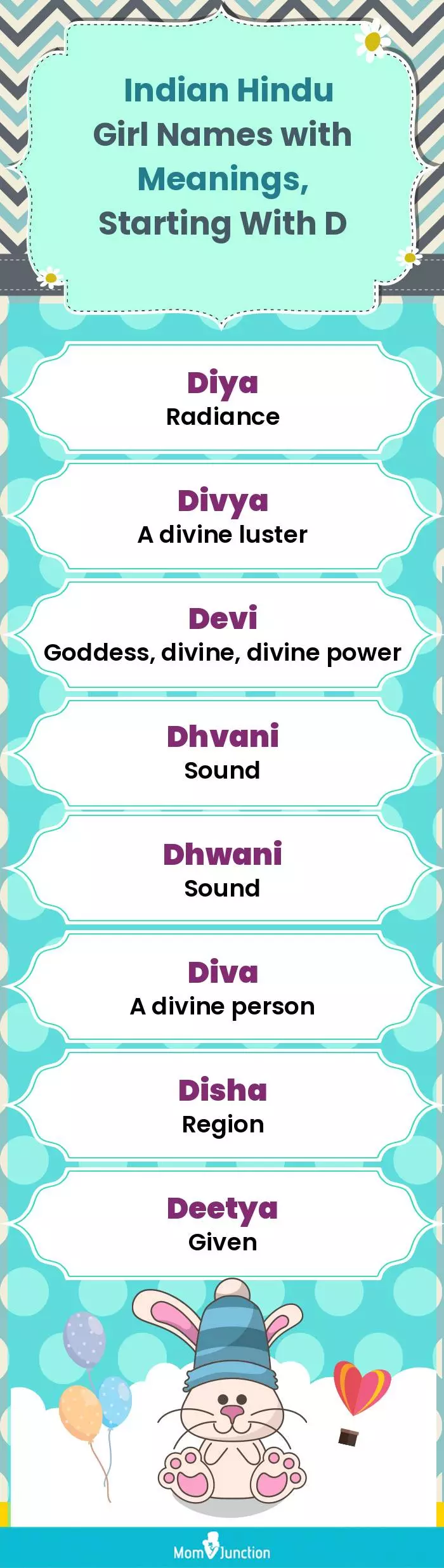  Indian Hindu Girl Names with Meanings, Starting With D(infographic)